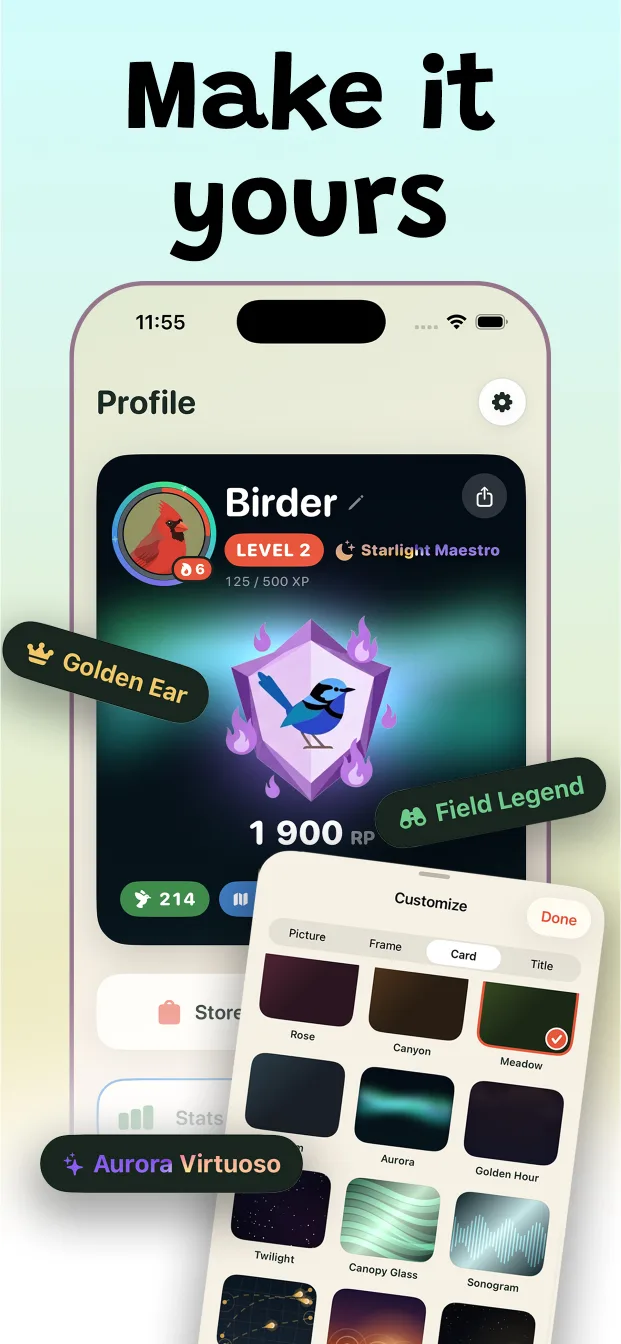 Customizable Syrinx birder profile