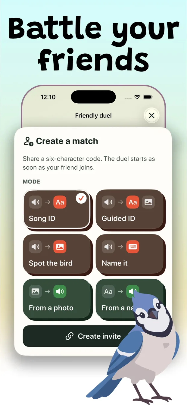 Friendly bird-song duel modes